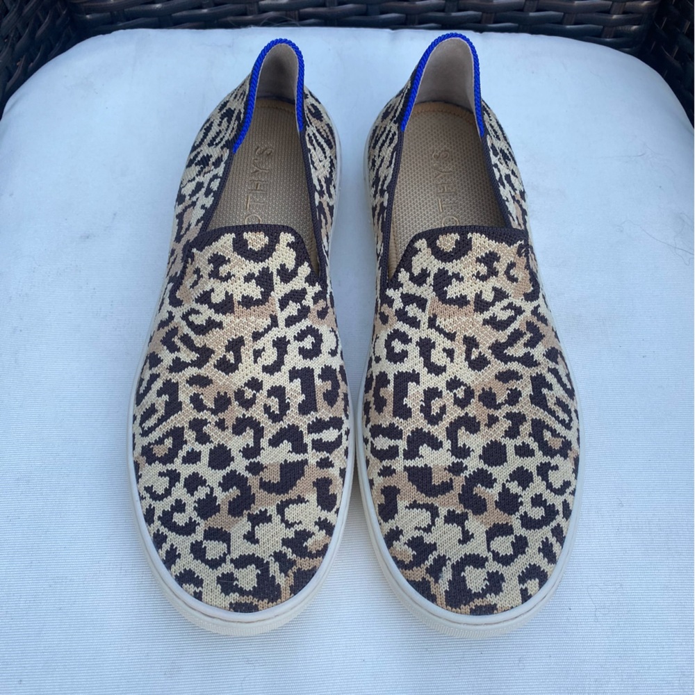 Rothy's The Sneaker Women's Size 8.5 Brown Camo Cat Textile Slip On Comfort Shoe